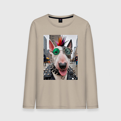 Мужской лонгслив Bully punk musician - ai art fantasy / Миндальный – фото 1