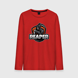 Лонгслив хлопковый мужской Reaper dead скелет, цвет: красный
