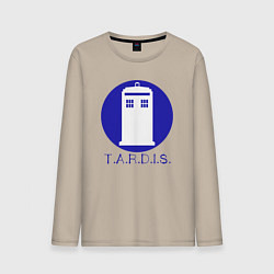 Лонгслив хлопковый мужской Blue tardis, цвет: миндальный