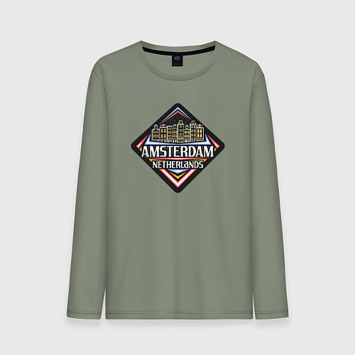 Мужской лонгслив Амстердам - Нидерланды / Авокадо – фото 1