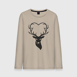 Лонгслив хлопковый мужской Love deer, цвет: миндальный