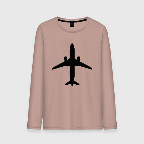 Мужской лонгслив Черный облик самолета SJ-100 / Пыльно-розовый – фото 1