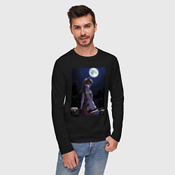Лонгслив хлопковый мужской Волчица и пряности Холо senpai, цвет: черный — фото 2