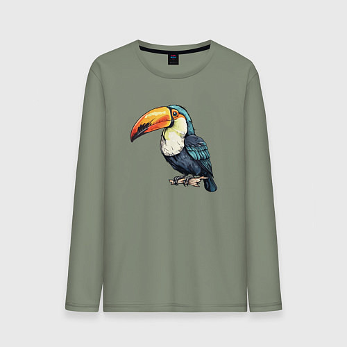 Мужской лонгслив Яркий тукан на ветке / Авокадо – фото 1