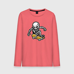 Лонгслив хлопковый мужской Скелетик скейтер, цвет: коралловый