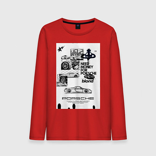 Мужской лонгслив Porsche автомобиль / Красный – фото 1