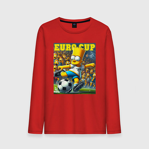 Мужской лонгслив Euro cup - Bart Simpson / Красный – фото 1