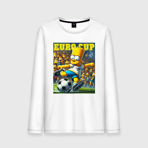 Мужской лонгслив Euro cup - Bart Simpson / Белый – фото 1