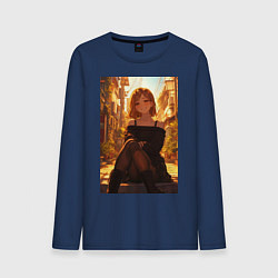 Лонгслив хлопковый мужской Магическая битва Нобара Кугисаки арт, цвет: тёмно-синий