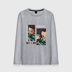 Лонгслив хлопковый мужской Клинок рассекающий демонов Kamado Tanjiro, цвет: меланж