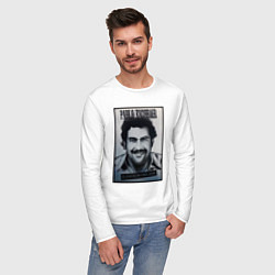 Лонгслив хлопковый мужской Escobar draw portrait, цвет: белый — фото 2