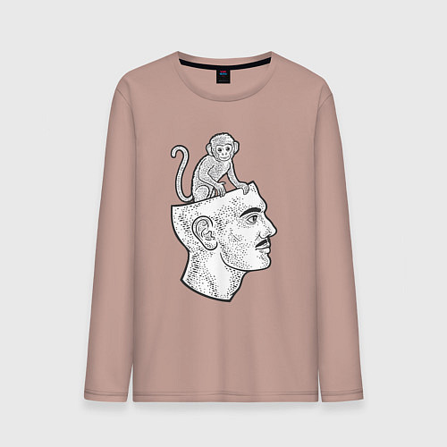 Мужской лонгслив Мартышка в голове / Пыльно-розовый – фото 1