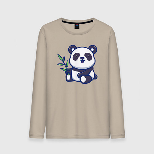 Мужской лонгслив Панда с веточкой / Миндальный – фото 1