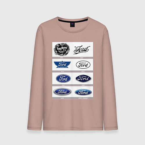 Мужской лонгслив Ford логотип / Пыльно-розовый – фото 1