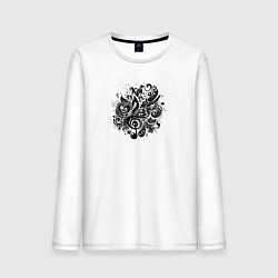 Мужской лонгслив Орнамент со скрипичным ключом тату стиль