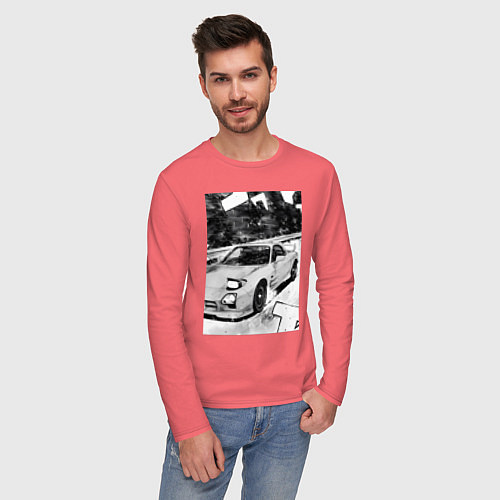 Мужской лонгслив Mazda rx-7 авто / Коралловый – фото 3