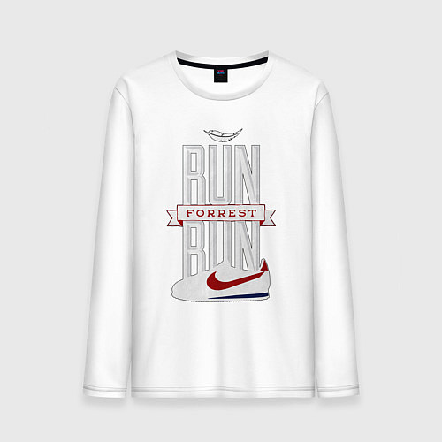 Мужской лонгслив Forrest Gump - run Forrest run / Белый – фото 1