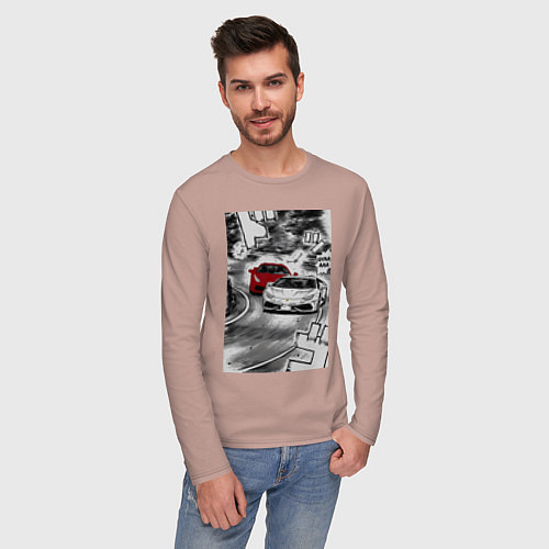 Мужской лонгслив Lamborghini initial d / Пыльно-розовый – фото 3