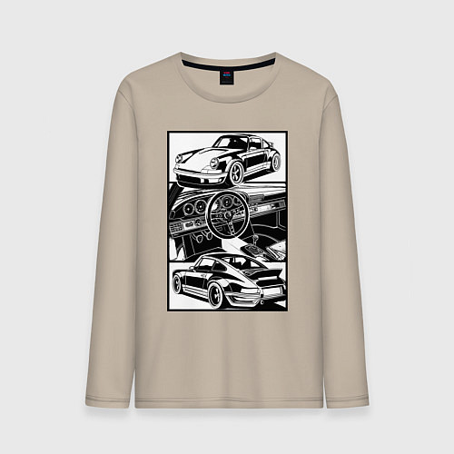 Мужской лонгслив Porsche автомобиль классический / Миндальный – фото 1