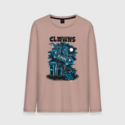 Мужской лонгслив Ночной скелет скейтбордист