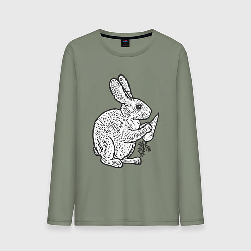 Мужской лонгслив Зайчик и морковка / Авокадо – фото 1