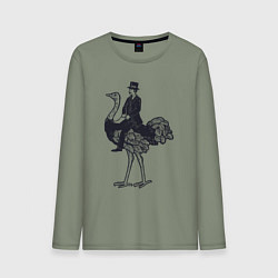 Мужской лонгслив Страус и джентльмен