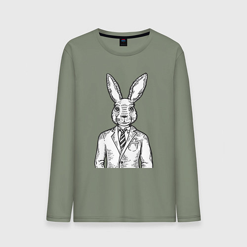 Мужской лонгслив Кролик в костюме / Авокадо – фото 1