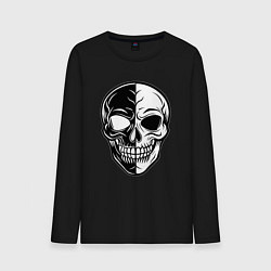 Мужской лонгслив Черно белый череп