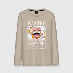 Лонгслив хлопковый мужской Monkey D Luffy - wanted, цвет: миндальный