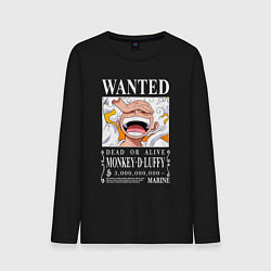 Лонгслив хлопковый мужской Monkey D Luffy - wanted, цвет: черный