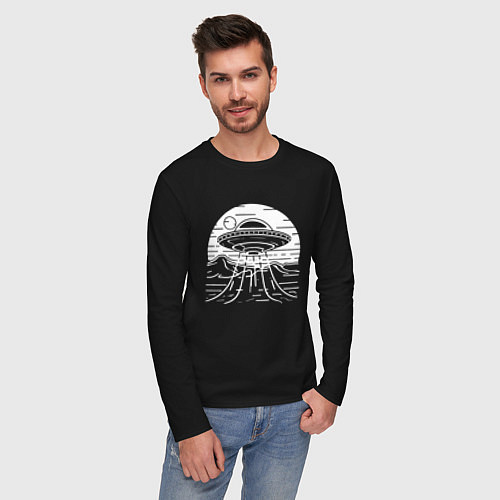 Мужской лонгслив Неопознанный объект / Черный – фото 3