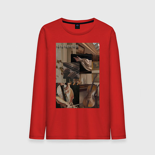 Мужской лонгслив Музыка эстетика / Красный – фото 1