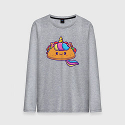 Лонгслив хлопковый мужской Тако единорог милый, цвет: меланж