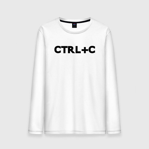 Мужской лонгслив Иностранная надпись cntrl c / Белый – фото 1