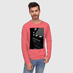 Лонгслив хлопковый мужской Режиссёрская хлопушка, цвет: коралловый — фото 2
