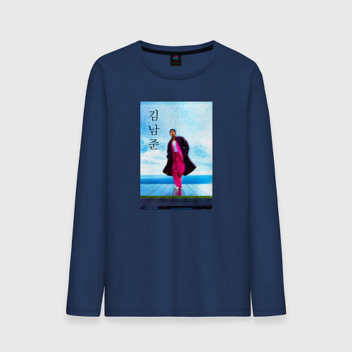 Мужской лонгслив Ким Намджун / Тёмно-синий – фото 1