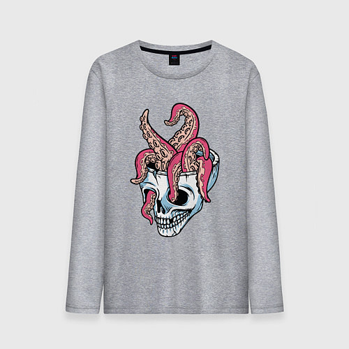 Мужской лонгслив Осьминог и череп / Меланж – фото 1