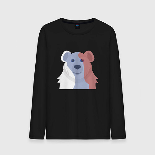 Мужской лонгслив Русский медведь в цветах флага триколора - полярны / Черный – фото 1