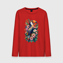 Мужской лонгслив Милый тукан среди цветов