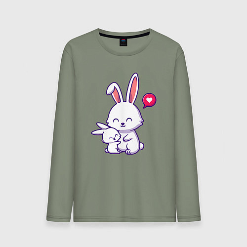 Мужской лонгслив Милые зайчишки / Авокадо – фото 1