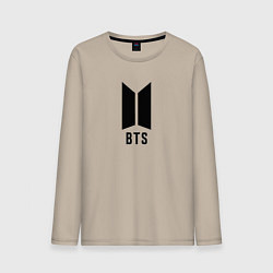 Лонгслив хлопковый мужской BTS знак, цвет: миндальный