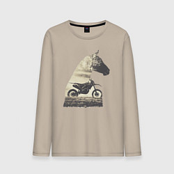 Мужской лонгслив Мотокросс и Лошади, Силуэт Лошади