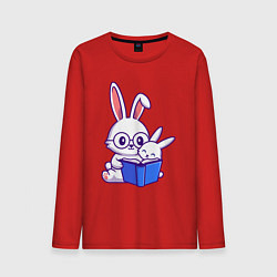 Лонгслив хлопковый мужской Кролики с книжкой, цвет: красный