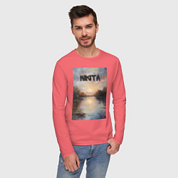Лонгслив хлопковый мужской Nikita озеро, цвет: коралловый — фото 2