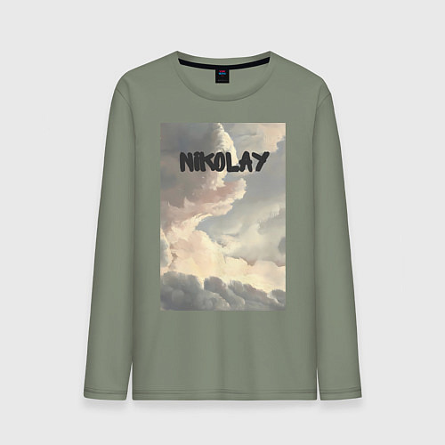 Мужской лонгслив Nikolay облака / Авокадо – фото 1