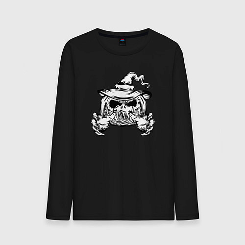 Мужской лонгслив Злая тыква / Черный – фото 1