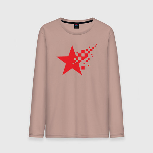 Мужской лонгслив USSR pixel star / Пыльно-розовый – фото 1