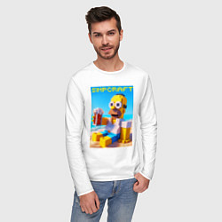 Лонгслив хлопковый мужской Minecraft and Simpsons collaboration - ai art, цвет: белый — фото 2
