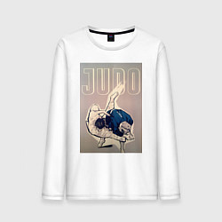 Лонгслив хлопковый мужской Дзюдо бросок через бедро, цвет: белый