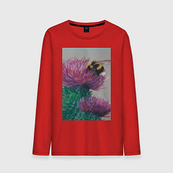Мужской лонгслив Мохнатый шмель на кактусе - живопись